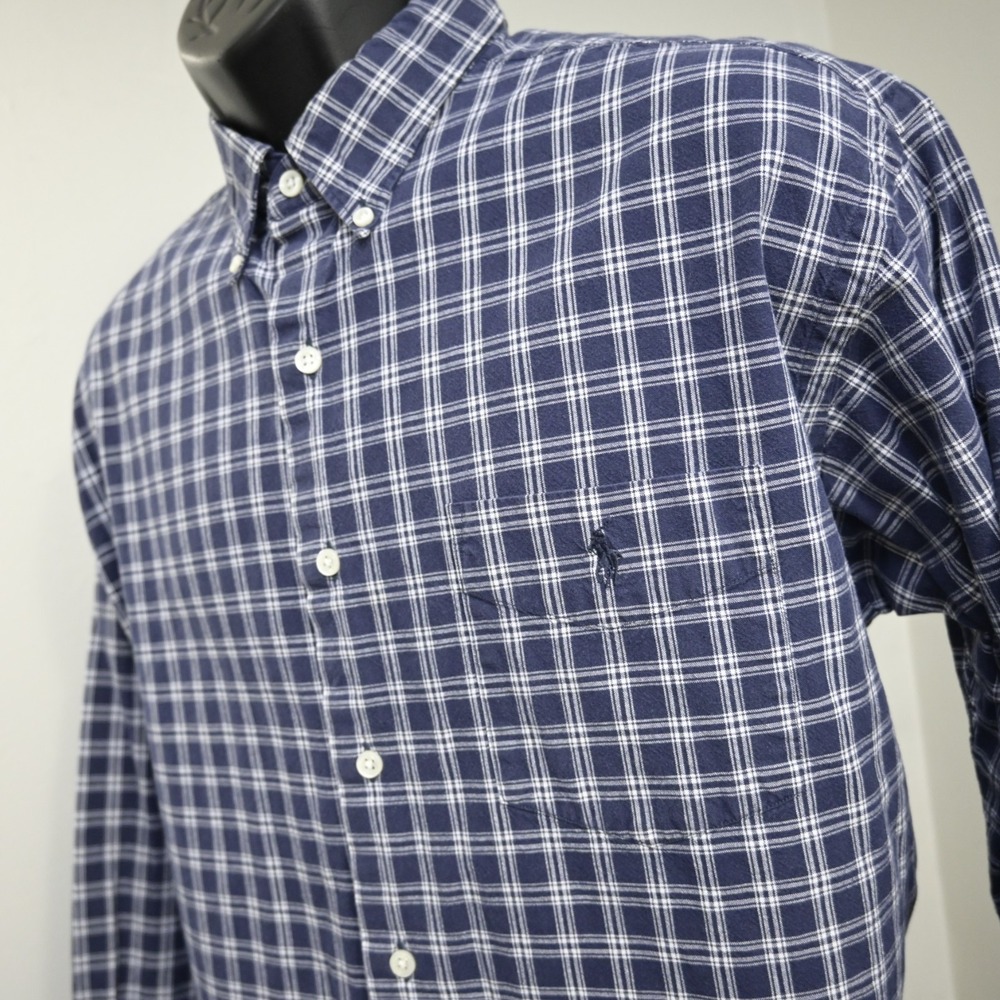 VTG Polo Ralph Lauren McMeel Dress Shirt Plaid Long Sleeve Mens Size Large